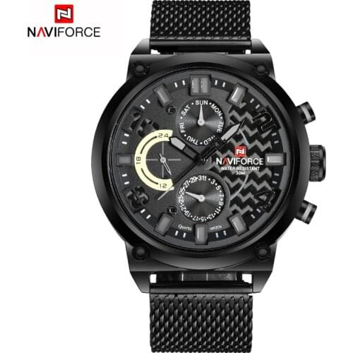 NAVIFORCE Black Luxury Men Watch Fashion Military Sport Man Watches Waterproof Wristwatch Male Creative Clock Masculino Relogio