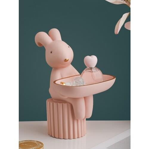 Home Decor Rabbit Tray Ornaments Porch Living Room Bedroom Dresser Key Jewelry Multifunctional Storage Box Figurines Interior