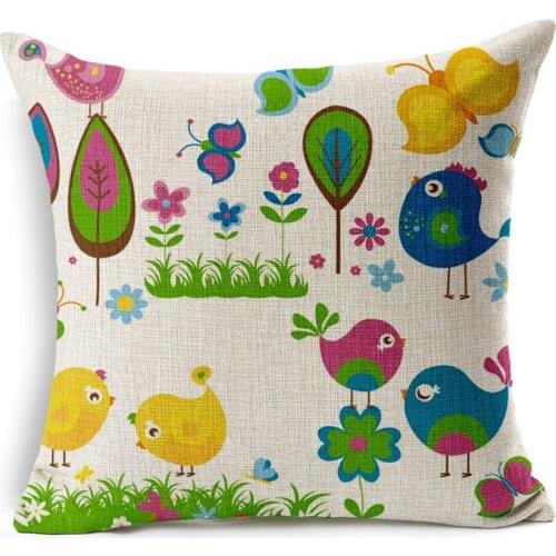 Hot Sale Pillow Covers Cartoon Floral Butterfly Pattern Fashion Style45X45CM Linen Pillow Cover\Home Decorative Linen Cushion