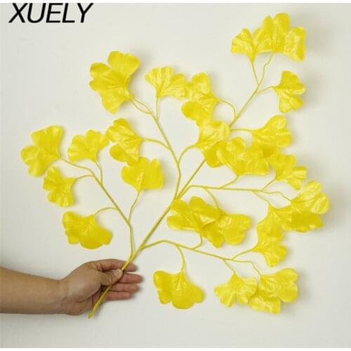 Artificial leaf decoration plastic tree branches simulation silk flower banyan leaves ginkgo biloba leaves Maple leaf wedding