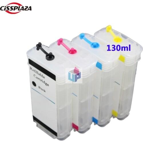 CISSPLAZA 130ml Compatible for HP10 82 Refillable cartridges with arc chip for HP Designjet 500 500ps 800 800ps 820mfp 815mfp