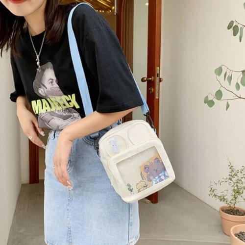Pop plaid canvas small bag 2021 new fashion clash color shoulder bag transparent slung mobile phone bag for female students