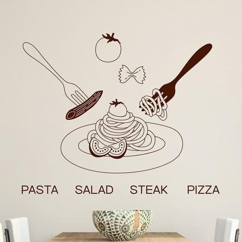 Coffee Pizza Shop Wall Decal Cafes Bread Cake Kitchen Wall Art Sticker Decal DIY Home Decoration Mural Decor Pasta Sticker