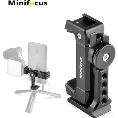 Phone Tripod Mount w Cold Shoe Arca Support Vertical Horizontal Universal Metal Adjustable Clamp for Smartphone Video Vlog Kit