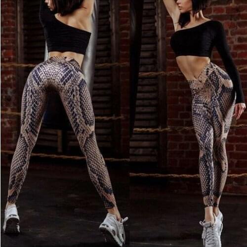 Yoga Tights Pants With Medium Waist Printed Snake Summer Legging Fitness Female Womens Sport Training Wear Gym Running Clothes