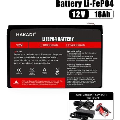12V 18Ah Lithium Iron Phosphate Rechargeable Battery For Solar Energy Battery UPS Backup Power WIth 3A US/EU Charger