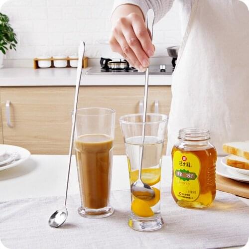 1pcs Stainless Steel Long Handle Stir Spoon Creative Korean Style Coffee Spoon Ice Cream Honey Dessert Spoon three size optional