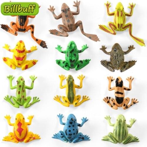12Pcs Simulation insect Plastic Action PVC Animals Model Rain Forest frog Figures Collection Toys for children Educational Gift