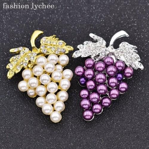 Fashion lychee Graceful Women Charms Rhinestone Crystal Wedding Bridal Grape Brooch Pin Jewelry Cloths Accessories