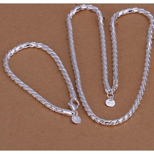 Fashion jewelry, fashion jewelry 200S92525, men twisted rope two sets of simple round Silver color suit Christmas gift S068