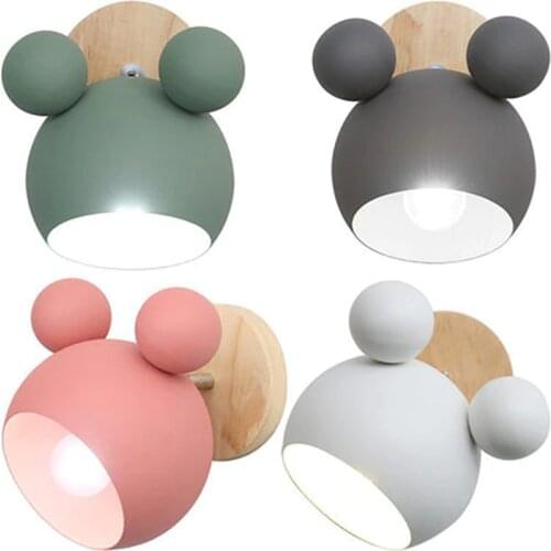 Nordic Wall Lamp Simple Creative Macaron Personality Home Decor Bedroom Living Room Log Cartoon Childrens Room Bedside Light