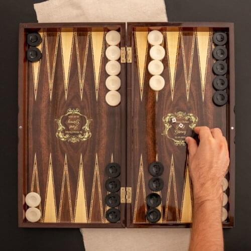48 cm Backgammon Board Game Backgammon with Checkers Outside Wooden Gift for Men Chess Checker Board Game Gift for Godparents