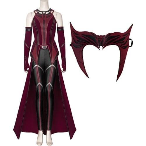 Newest Heroine Halloween Carnival Wanda Cosplay Scarlet Costume High Quality Witch Maximoff Outfit Adult Party Dress