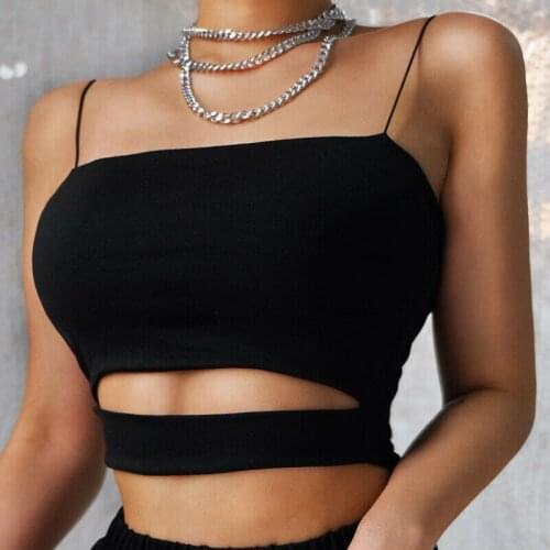 2021 New Fashion Hot Sexy Women Summer Sexy Casual Sleeveless Cut-Out Short Tee Shirt Crop Top Vest Strap Tank Top Blouse