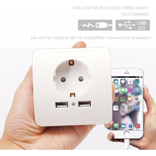 New Dual USB Port Wall Charger Adapter Charging 2A Wall Charger Adapter EU Plug Power Outlet