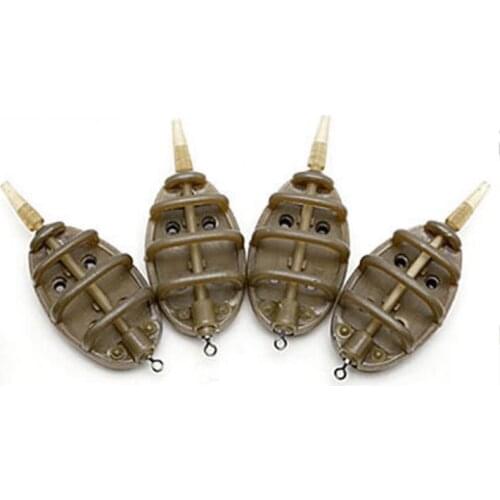 Plastic Inline Method Feeder Fishing Accessories 4 Feeders Mould Set Carp Fishing Sinker Fishing Trough Pesca 15g 20g 25g 35g