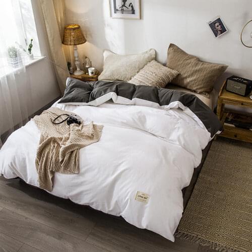 1 pc White and Gray Color Duvet Cover 100%Cotton Queen Size Solid Color dekbedovertrek 240x220 Plain Bedding Quilt Covers