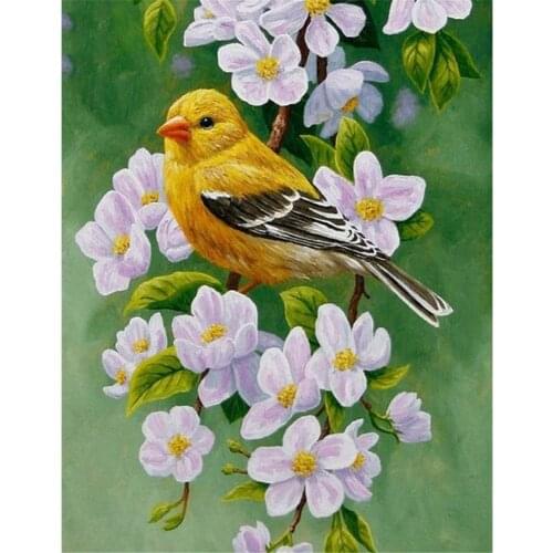 Bird Flower Printed Fabric 11CT Cross-Stitch Embroidery Complete Kit DMC Threads Craft Sewing Knitting Handicraft Mulina
