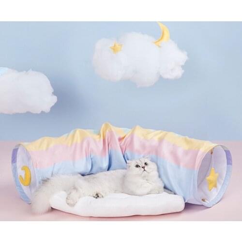 Rainbow cat tunnel cat bed cat channel rolling floor dragon removable and washable cat litter villa cat toy