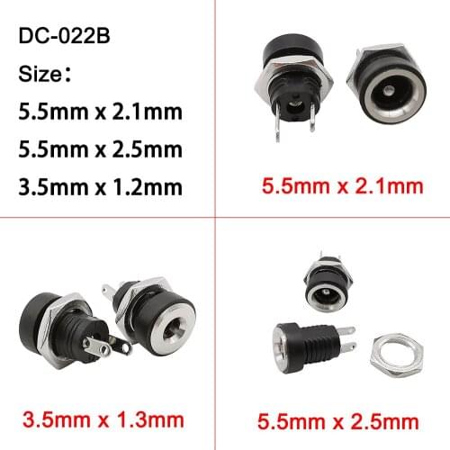 20Pcs 3A 12v 5.5 x 2.1mm / 5.5x2.5mm / 3.5 x 1.3mm DC Power Supply Socket Female Jack Panel Mount Connector