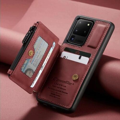 Luxury Leather Wallet For Samsung S20 Ultra Case Magnetic Wallet Case Armor Shockproof Card Holder Wallet Flip Cover Buckle