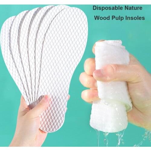 10 pairs Disposable Insoles nature wood pulp Insoles breathable sweat white color comfortable shoe Pad for Men and Women
