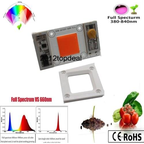 10PCS AC 110V High Power 50W led chip built-in driver 380NM-840NM Full Spectrum LED