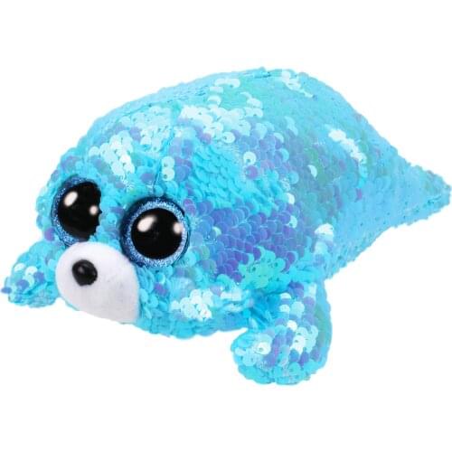 Ty Flippables 6 inch 15 cm Reversible Sequin Sky Blue Seal Glittering Collectible Plush Animal Doll Toy Children Birthday Gift