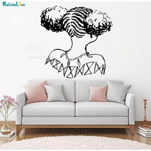 Head of Dirty Braids Vinyl Wall Sticker Decoration Beauty Salon African style for Girls Room Cute Decals Removable Murals YT1119