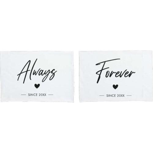 Always Forever Couple Romantic Wedding Anniversary Pillow Case for Him for Her for Valentines Day, Anniversary, Wedding
