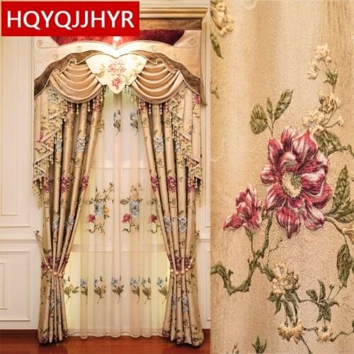 Europe and American top Luxury4D embossed jacquard full shading villa curtains for living room high quality curtains for bedroom