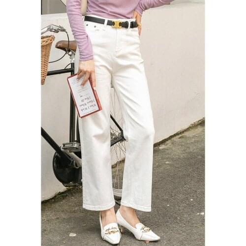 Horta 2021 Summer Autumn New White Jeans Women Wide Leg Pants Loose Casual Denim Trousers High Quality Female Jeans