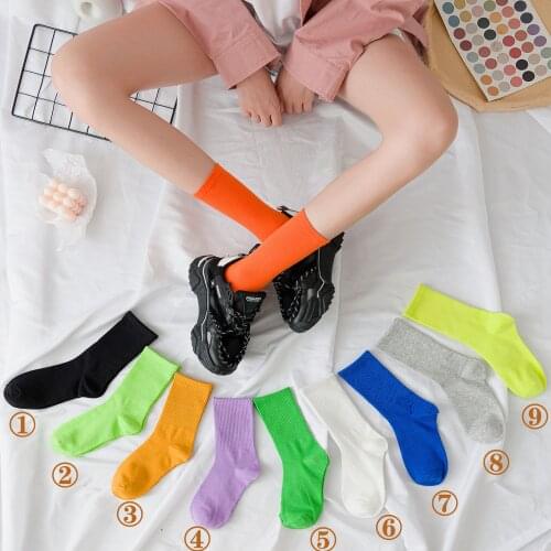Women Autumn and Winter Pile Socks Womens Stockings Thin Fashion Ins Pure Color Cotton Socks Sports High-waisted
