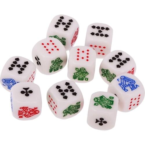 10pcs 12mm Six Sided D6 Poker Dice For Poker Card Casino Liars Dice Games