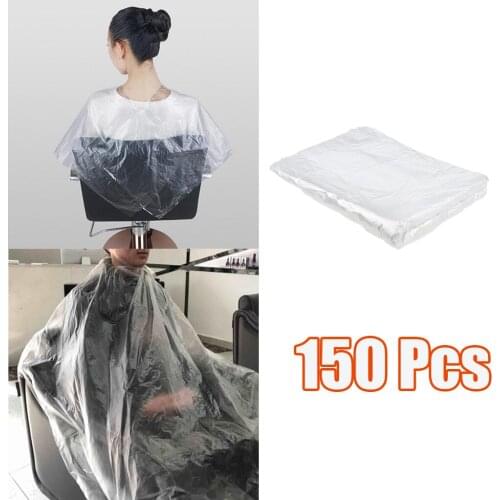 150pcs Waterproof Clear Disposable Hair Cutting Capes Salon Gown Apron