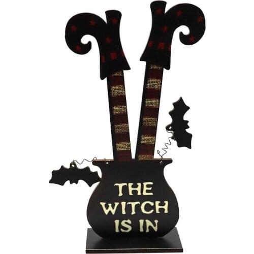 27RE Halloween Wood Hanging Sign Wall Window Pendant Wooden Sign Haunted House Yard Home Party Decor