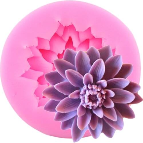 3D Lotus chrysanthemum Flowers Wedding Cake Decorating Tools DIY Baking Fondant Silicone Mold Candle Soap Resin Clay Molds