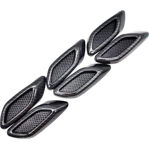 6Pcs Car Side Hood Fender Intake Trim Air Vent Gill Sticker Carbon Fiber Look