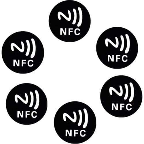 6PCS Black Universal Anti Metal Sticker NFC Ntag213 Tags NTAG 213 Metallic Label Badges Token for Smart Mobile Phones