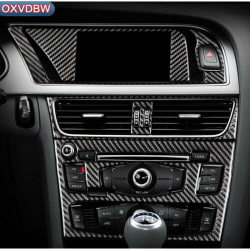 For Audi A4 B8 A5 Accessories Carbon Fiber Car Interior Navigation Air Conditioning CD Control Panel LHD RHD Styling Stickers
