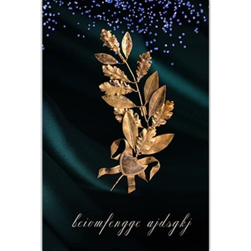 Black Gold Leaves DIY 11CT Cross Stitch Embroidery Kits Craft Needlework Set Cotton Thread Printed Canvas Home Room