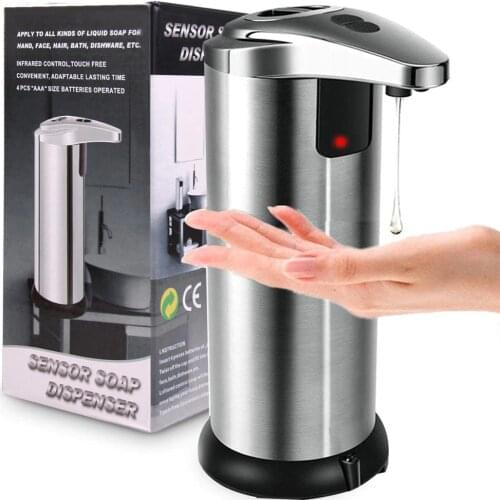 Automatic Soap Dispenser Pump Infrared Sensing Stainless Steel Liquid Soap Holder Shampoo Dispenser Bathroom Liquid Foam Pump