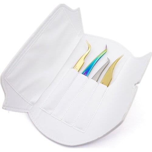 Funmix Makeup Eyelashes tweezer Bag leather Storage Tweezers Case Cosmetic Tool Storage Box For tweezer kits