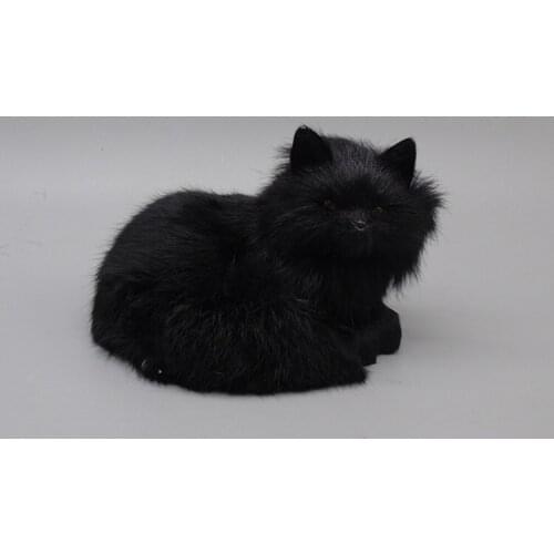 Simulation fox polyethylene&fur black prone fox about 16x13cm model prop handicraft home decoration gift b1735