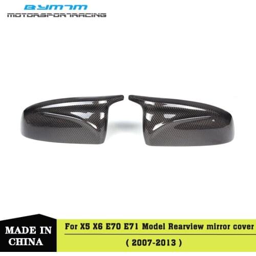Ox horn style Black white ABS Carbon fiber Rearview mirror cover caps For BMW X5 E70 X6 E71