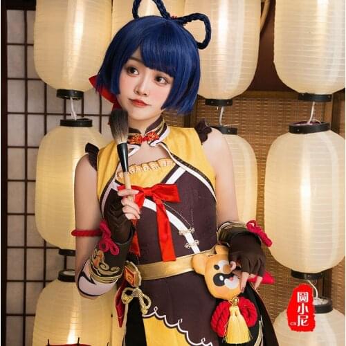 Anime Genshin Impact Xiangling Cosplay Costume Game Suit Lovely Uniform Xiang Ling Halloween Party Outfit For Women Girls 2021