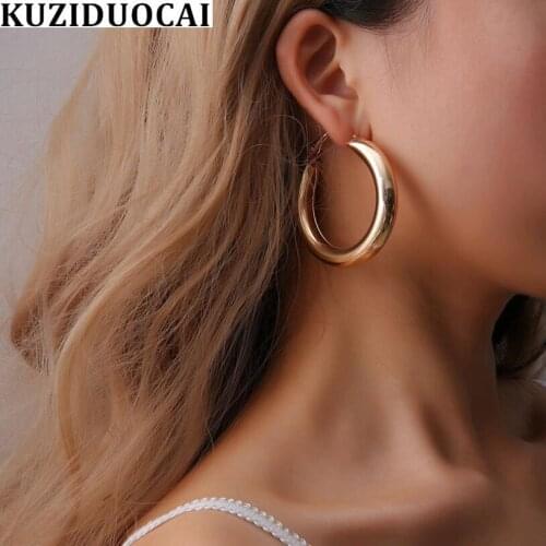 Kuziduocai New Fashion Jewelry Punk Bohe Metal Round Tube Circle Statement Drop Earrings For Women Pendientes Brincos E-1927