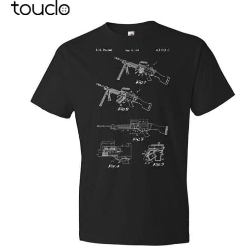 M249 SAW Machine Gun Shirt Soldier Gift Gun Blueprint Military Shirt Marine Gift