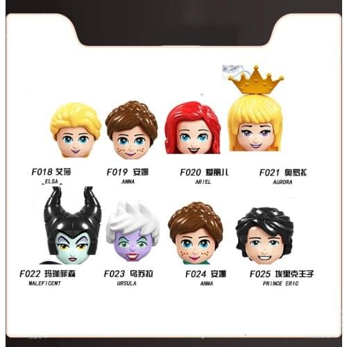 Dieney Mini Figure Princess Elsa Anna Ariel Aurora Cartoon Bricks Building Blocks Model Diy Assembled Educational Toys for Kids
