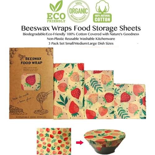 Reusable Storage Wrap Sustainable Organic Fruit Vegetable Cheese Food Wrapping Paper BPA & Plastic Free Beeswax Food Wrap